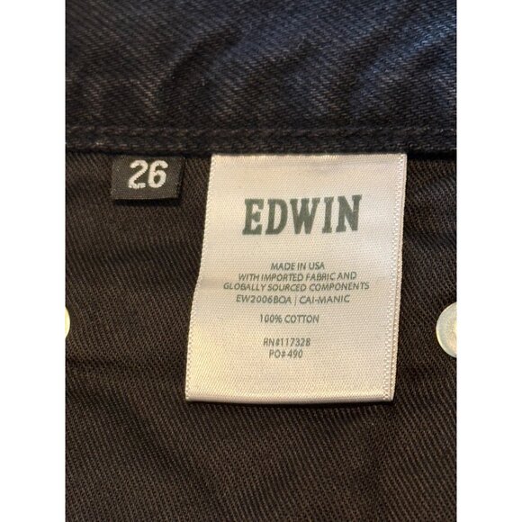 Edwin “CAI” Ripped Straight Leg Jeans in Manic,Black Button Fly Size 26 NWT - Picture 9 of 10